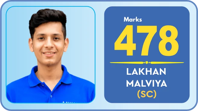 Lakhan Malviya (SC) scored 478 marks in NEET 2026 at Aayam Career Institute, Indore