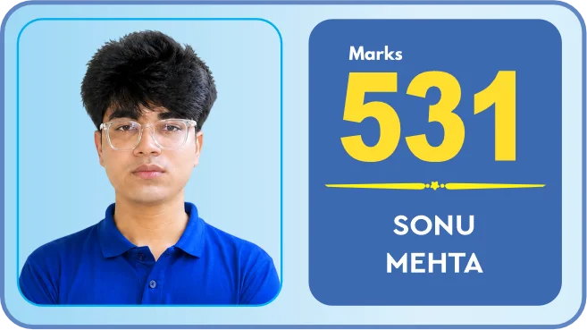 Sonu Mehta scored 531 marks in NEET 2026 at Aayam Career Institute, Indore