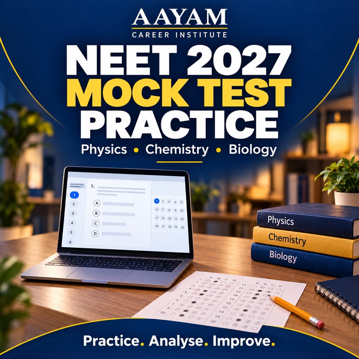 NEET 2027 Mock Test Practice by Aayam Career Institute: Physics, Chemistry and Biology